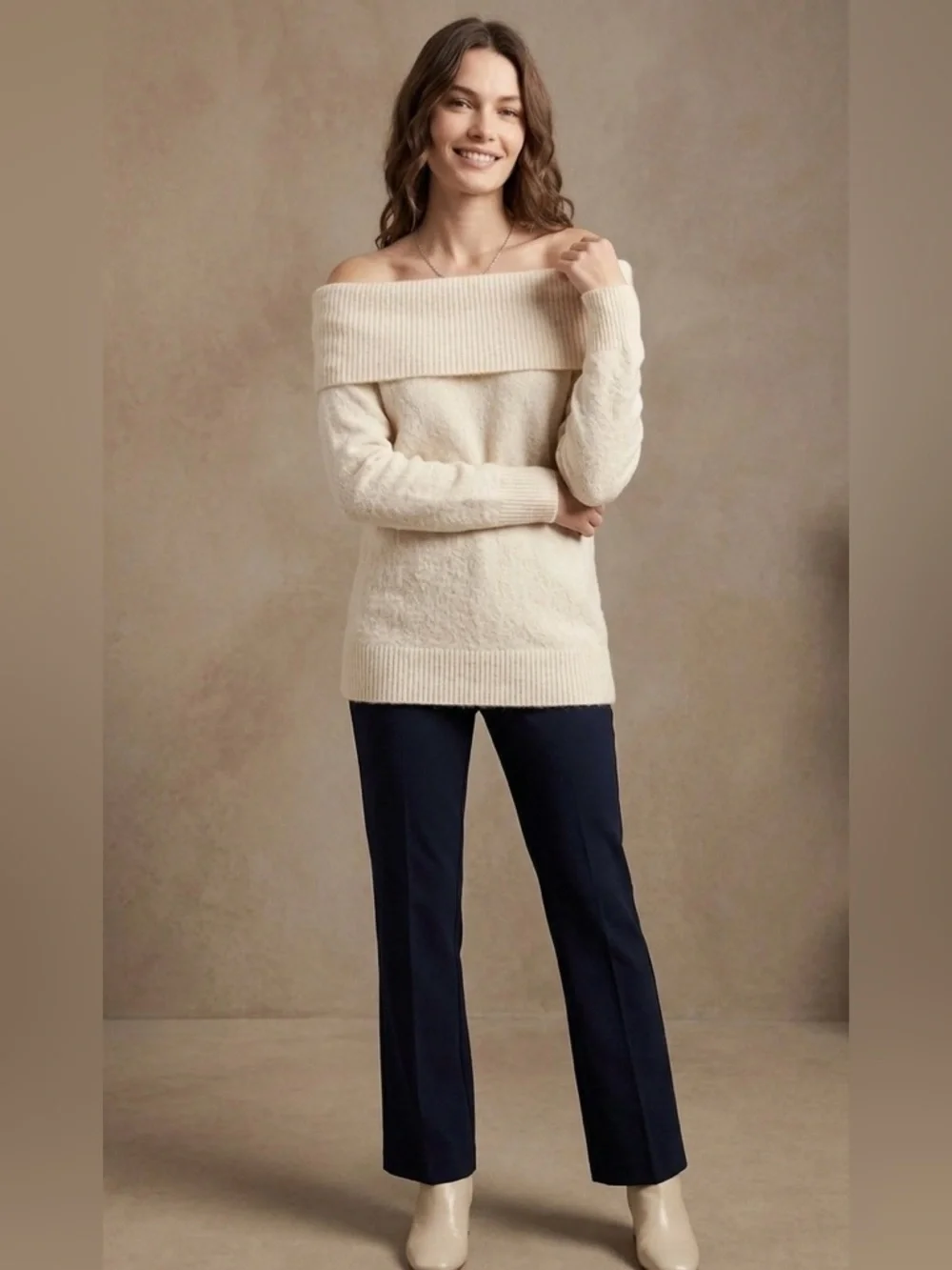 Cleo Cream Cowl Neck Sweater - Picture 1 of 3